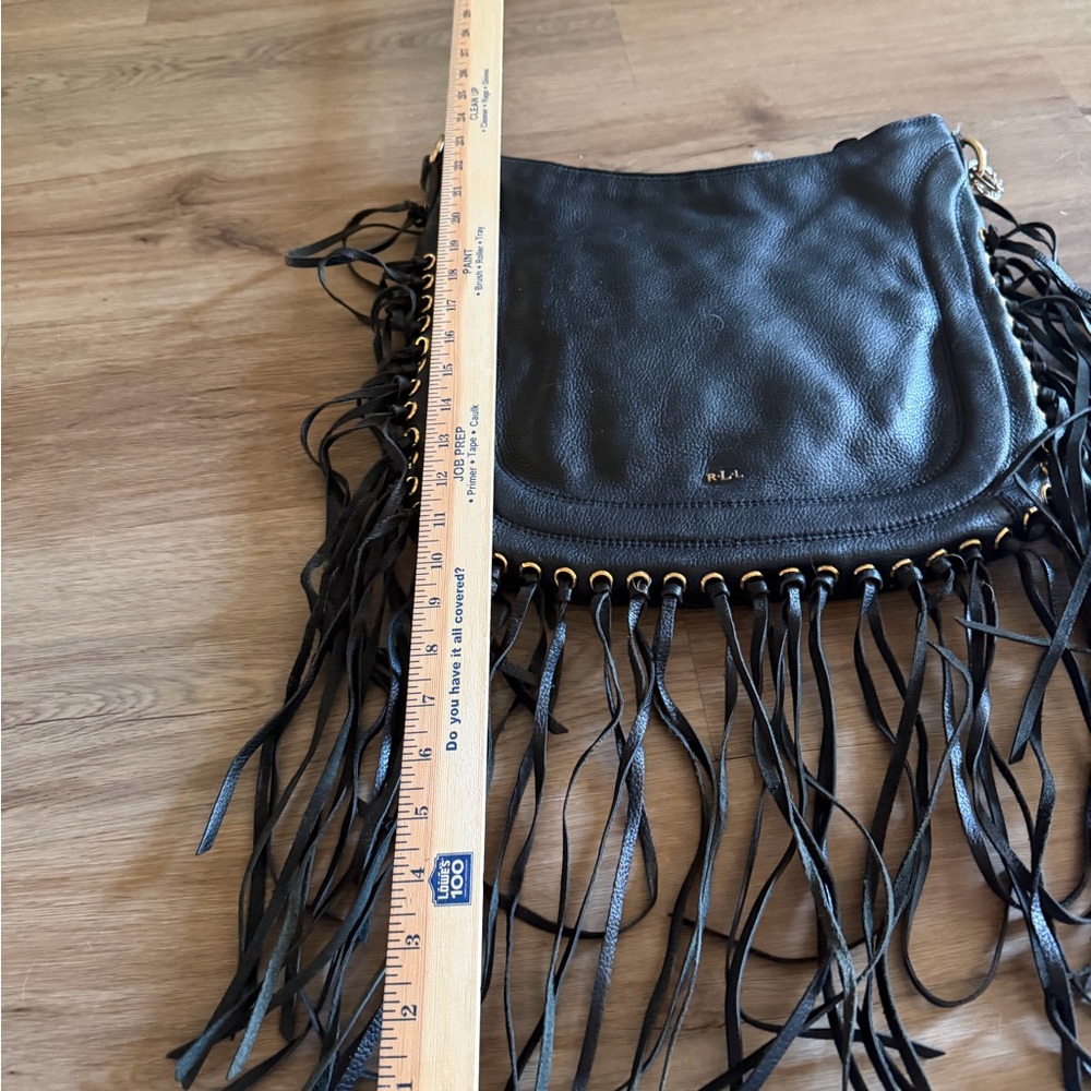 Ralph Lauren Black Fringe Shoulder Bag - Picture 2 of 6